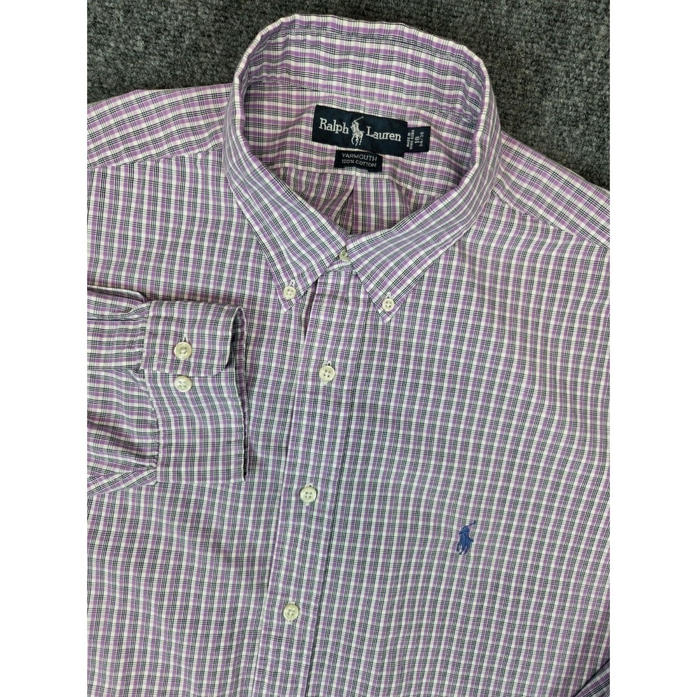 Ralph Lauren Shirt Mens XL 18 34/35 Purple Button Down Long Sleeve Yarmouth